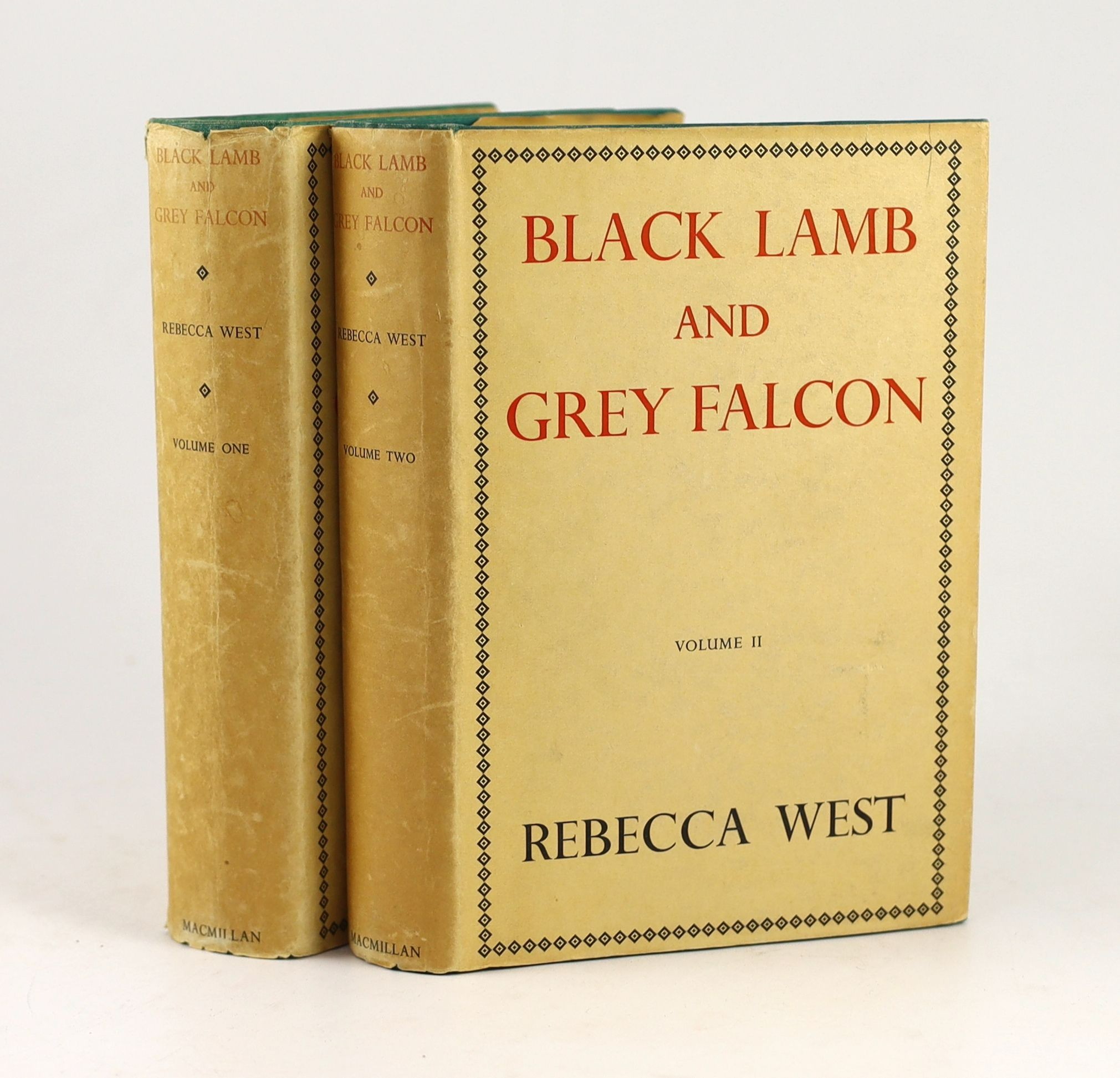 West, Rebecca - Black Lamb and Grey Falcon: The Record of a Journey Through Yugoslavia in 1937, 1st edition, 2 vols, 8vo, green cloth in unclipped d/j’s, cartographic endpapers, with 32 photographic plates, Macmillan & C